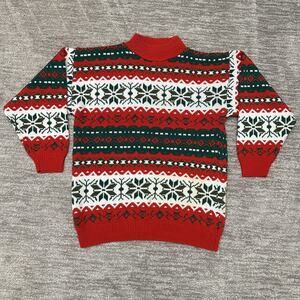 American Pride Sweater Womens Large Red Green Fair Isle Christmas Knit USA